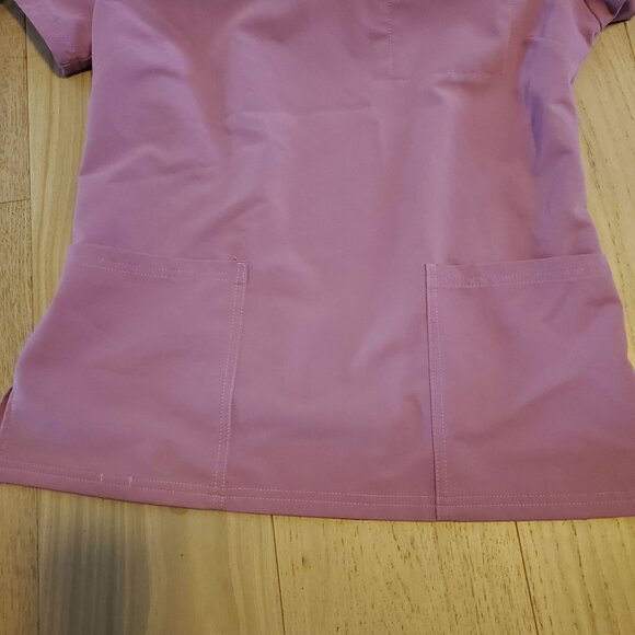 Jaanuu Womens Mauve Pink Short Sleeve V-Neck Scrub Medical Nursing Top Size S - Picture 3 of 10